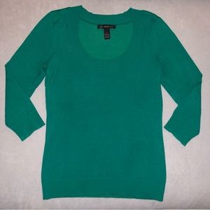 I•N•C Gorgeous Green 3/4 Sleeve Scoop-neck Sweater Women’s Sz Small INC